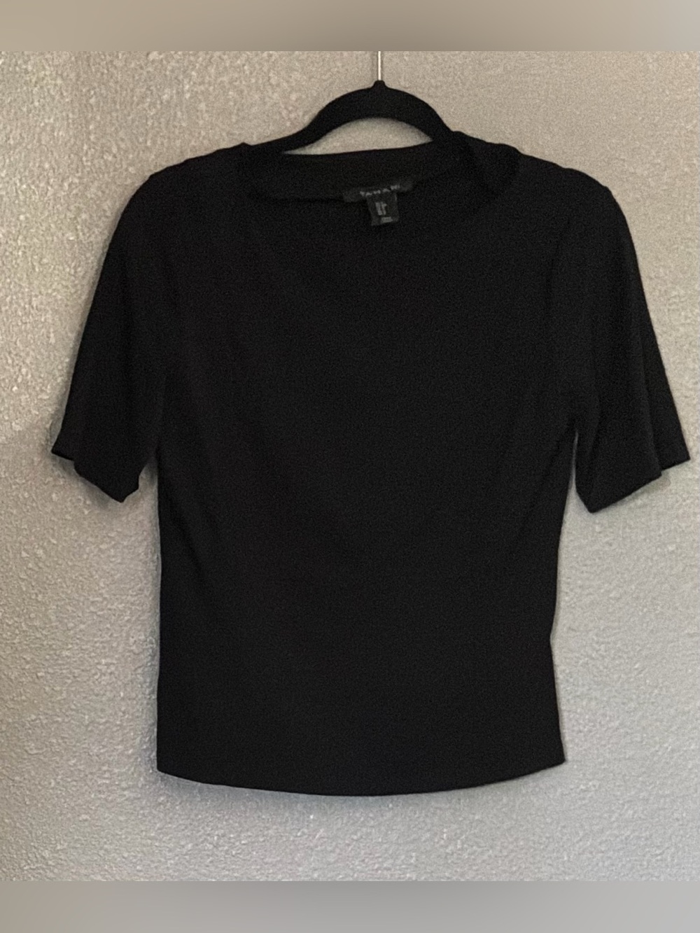 Tahari Black Short Sleeve Crew Neck Top